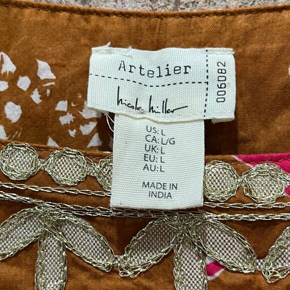 Nicole Miller Artelier Boho Summer Tassle Blouse Size Large - Picture 3 of 5